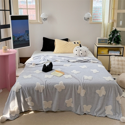 91家纺网 家纺一手货源 找家纺 （总）柚子YOUTH 2024新款毛球款云柔提花双面毯