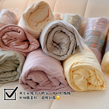 91家纺网 家纺一手货源 找家纺 （总）兜米家居 2024新款云柔针织棉单床笠,鹅黄色,米白色,浅豆沙,浅灰色,浅绿色,浅紫色