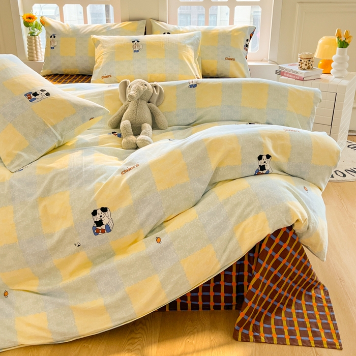 91家纺网 家纺一手货源 找家纺 千朵 2024新款全棉磨毛四件套 萌琪琪