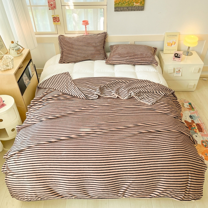 91家纺网 家纺一手货源 找家纺 川悦生活 2024新款高克重双面雪花绒毛毯 毛毯秋语-茶咖