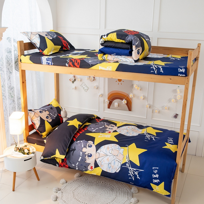 91家纺网 家纺一手货源 找家纺 乐居坊 2024新款亲肤棉美棉芦荟棉四件套学生宿舍床（8月）  北斗星