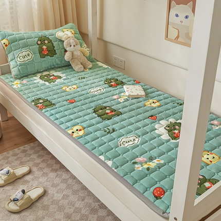 卡伦家纺 2025新款A类牛奶绒夹棉加厚床垫学生宿舍单人床垫 呆萌恐龙