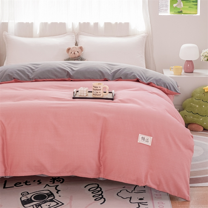 91家纺网 家纺一手货源 找家纺 宝时兰 2025新款加厚纯棉单被套生态磨毛全棉纯色双拼ab版被套单件 双拼-玉灰