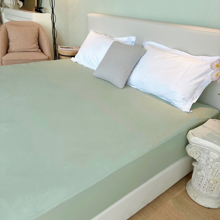 91家纺网 家纺一手货源 找家纺 兜米家居 2024新款云柔针织棉单床笠 浅绿色