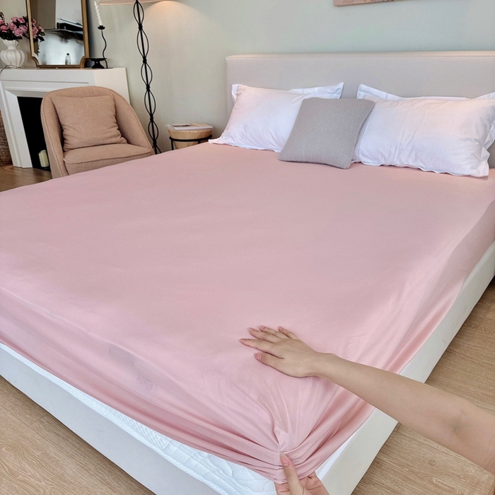 91家纺网 家纺一手货源 找家纺 兜米家居 2024新款云柔针织棉单床笠 浅豆沙