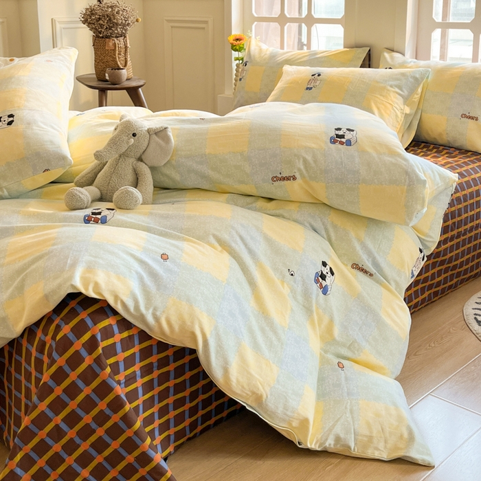 91家纺网 家纺一手货源 找家纺 千朵 2024新款全棉磨毛四件套 萌琪琪