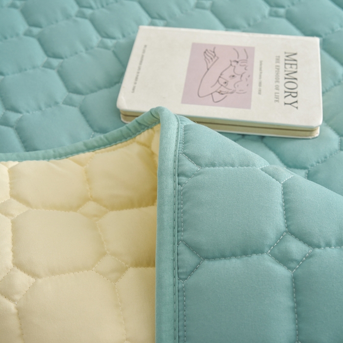 91家纺网 家纺一手货源 找家纺 侨鑫 2024新款亲肤磨毛夹棉床垫 水绿