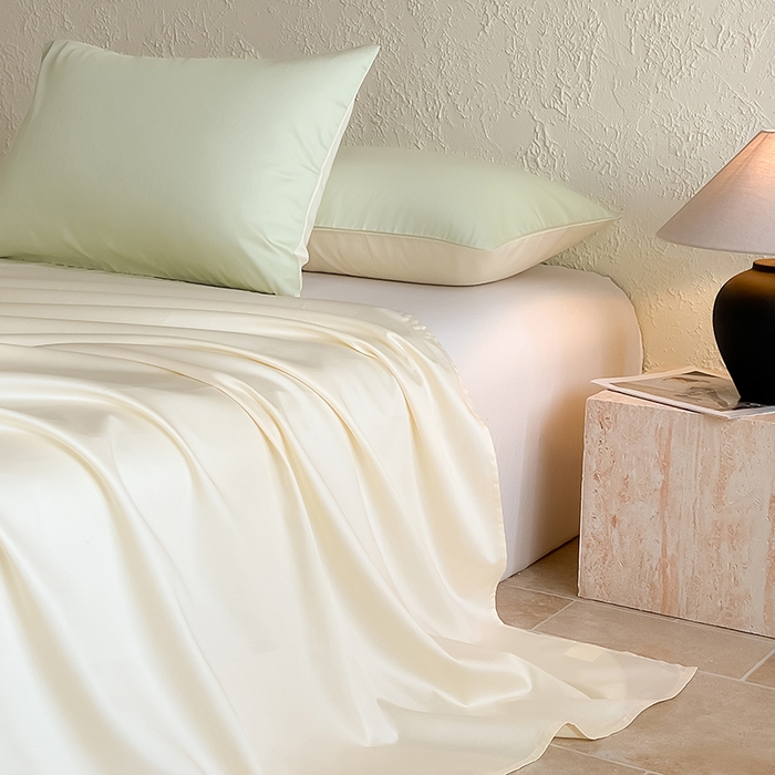 91家纺网 家纺一手货源 找家纺 猪先生 2024新款A类全棉高支高密纯棉单被套 茶香绿+奶昔白