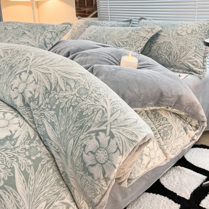 91家纺网 家纺一手货源 找家纺 （总）2024新款A类高克重立体浮雕牛奶绒加厚保暖系列-四件套