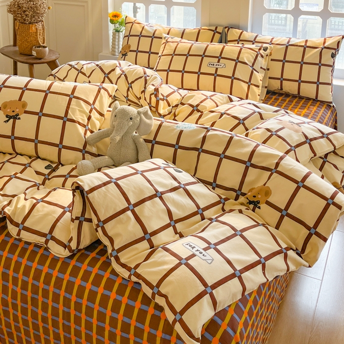 91家纺网 家纺一手货源 找家纺 千朵 2024新款全棉磨毛四件套 幸运熊