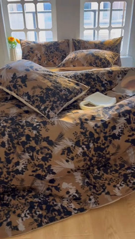 91家纺网 家纺一手货源 找家纺 千朵 2024新款全棉磨毛四件套 幽兰