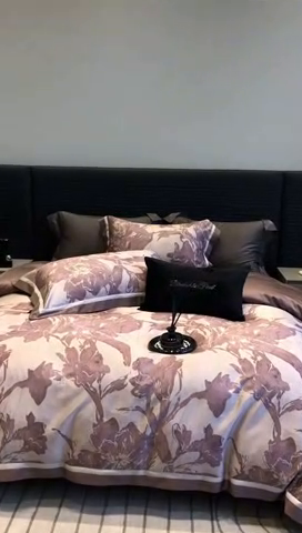 91家纺网 家纺一手货源 找家纺 2024新款高支天丝棉数码印花四件套-向晴 向晴-粉