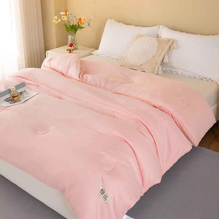 91家纺网 家纺一手货源 找家纺 森璐家纺 2024新款原棉提花大豆被 粉玉