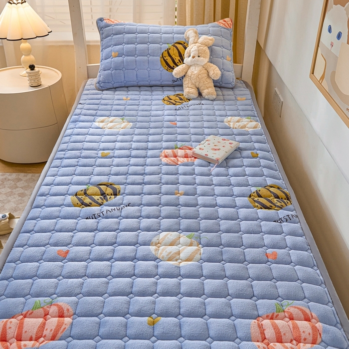 91家纺网 家纺一手货源 找家纺 卡伦家纺 2025新款A类牛奶绒夹棉加厚床垫学生宿舍单人床垫 南瓜灰灰