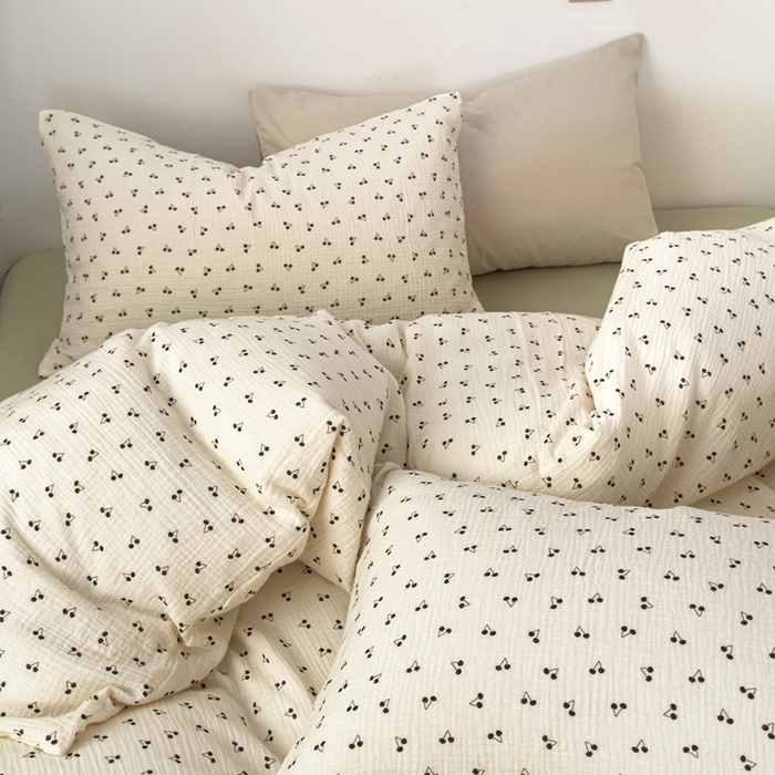 91家纺网 家纺一手货源 找家纺 洋铭区（原狠狠爱） 2024新款皱皱纱四件套 初夏樱桃