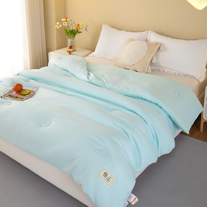 91家纺网 家纺一手货源 找家纺 森璐家纺 2024新款原棉提花大豆被 水绿