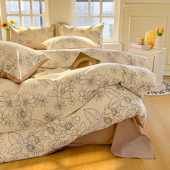 91家纺网 家纺一手货源 找家纺 千朵 2024新款全棉磨毛四件套 菲妮