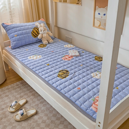 卡伦家纺 2025新款A类牛奶绒夹棉加厚床垫学生宿舍单人床垫 南瓜灰灰