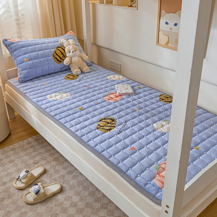 91家纺网 家纺一手货源 找家纺 卡伦家纺 2025新款A类牛奶绒夹棉加厚床垫学生宿舍单人床垫 南瓜灰灰