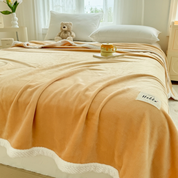 91家纺网 家纺一手货源 找家纺 侨鑫 2024新款高克重牛奶绒纯色毛毯 黄色