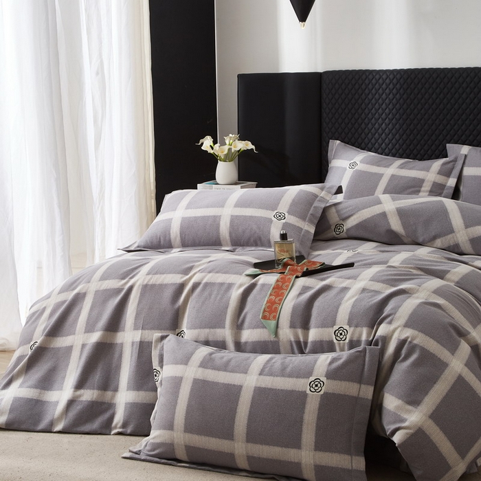 91家纺网 家纺一手货源 找家纺 金纱玉纺 2024新款加厚磨毛四件套 可可梦境-灰