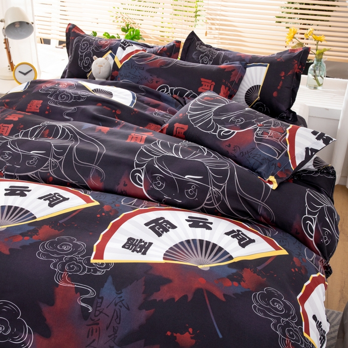 91家纺网 家纺一手货源 找家纺 乐居坊 2024新款亲肤棉美棉芦荟棉四件套新花型（8月）  墨雨云间