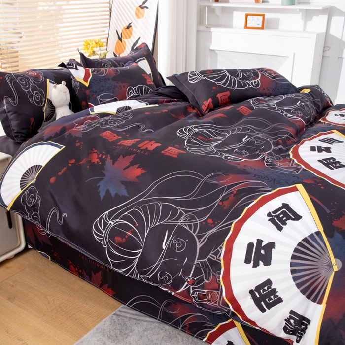 91家纺网 家纺一手货源 找家纺 乐居坊 2024新款亲肤棉美棉芦荟棉四件套新花型（8月）  墨雨云间