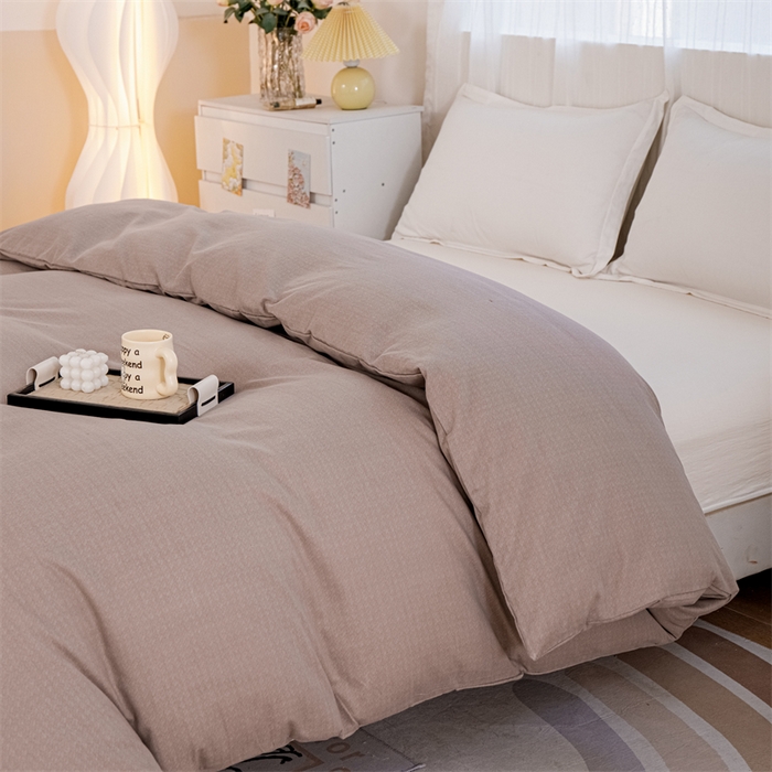 91家纺网 家纺一手货源 找家纺 宝时兰 2025新款加厚纯棉单被套生态磨毛全棉纯色双拼ab版被套单件 纯色-卡其