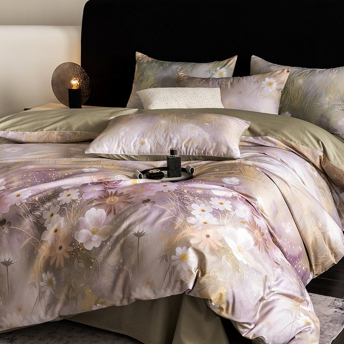 91家纺网 家纺一手货源 找家纺 立奥被业 2024新款60*60数码印花四件套全棉四件套 控价199 繁花绿