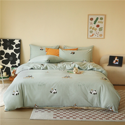 91家纺网 家纺一手货源 找家纺 薏思家纺 2025新款全棉印花磨毛-四件套 爱宝乐园