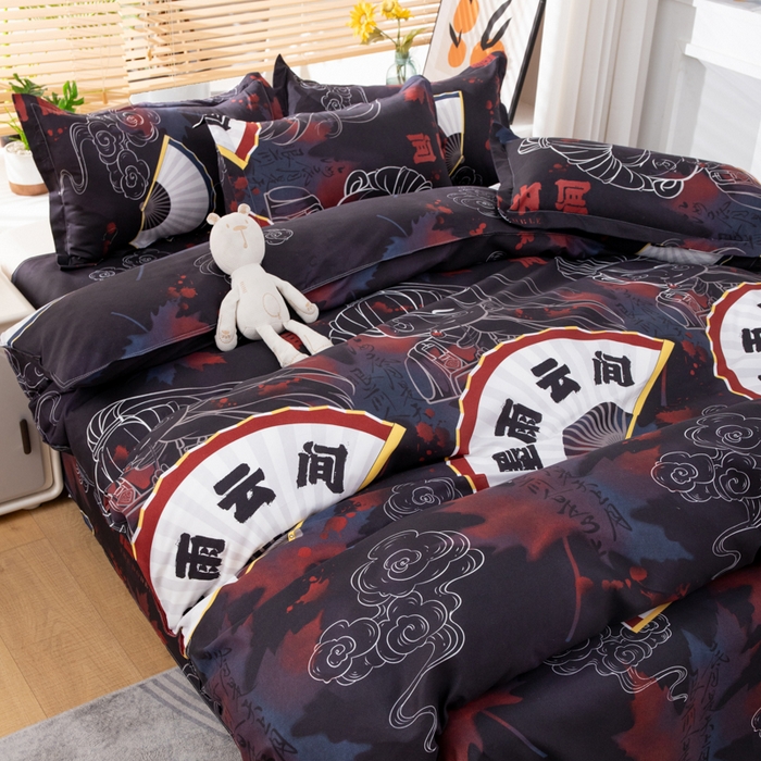 91家纺网 家纺一手货源 找家纺 乐居坊 2024新款亲肤棉美棉芦荟棉四件套新花型（8月）  墨雨云间