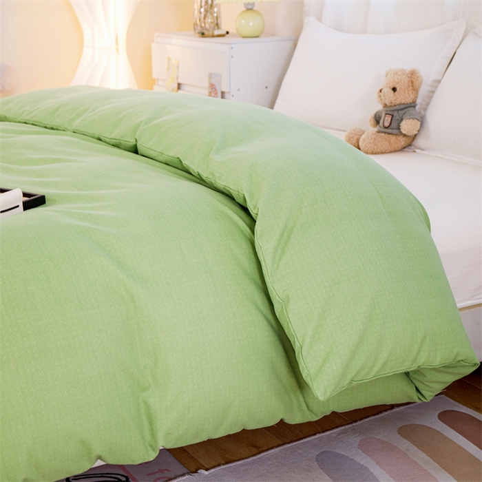 91家纺网 家纺一手货源 找家纺 宝时兰 2025新款加厚纯棉单被套生态磨毛全棉纯色双拼ab版被套单件 纯色-浅绿