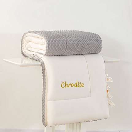 91家纺网 家纺一手货源 找家纺 憨豆家纺 2025新款棉麻刺绣豆豆绒大豆被保暖冬被加绒春秋被芯直播爆款被子 高级灰