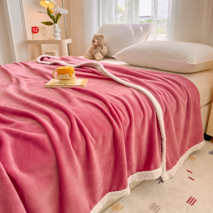 91家纺网 家纺一手货源 找家纺 侨鑫 2024新款高克重牛奶绒纯色毛毯 豆沙