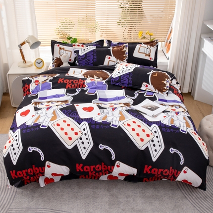 91家纺网 家纺一手货源 找家纺 乐居坊 2024新款亲肤棉美棉芦荟棉四件套新花型（8月）  黑羽快斗