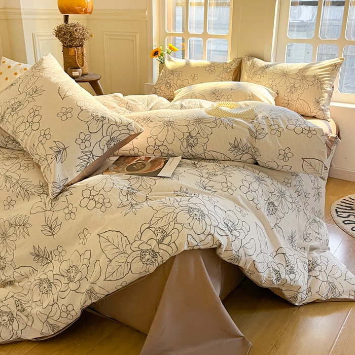 91家纺网 家纺一手货源 找家纺 千朵 2024新款全棉磨毛四件套 菲妮