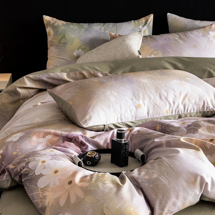 91家纺网 家纺一手货源 找家纺 立奥被业 2024新款60*60数码印花四件套全棉四件套 控价199 繁花绿