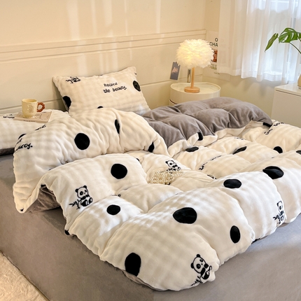 91家纺网 家纺一手货源 找家纺 （总）2024新款加厚泡泡牛奶绒印花工艺立体四件套