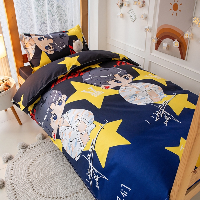 91家纺网 家纺一手货源 找家纺 乐居坊 2024新款亲肤棉美棉芦荟棉四件套学生宿舍床（8月）  北斗星