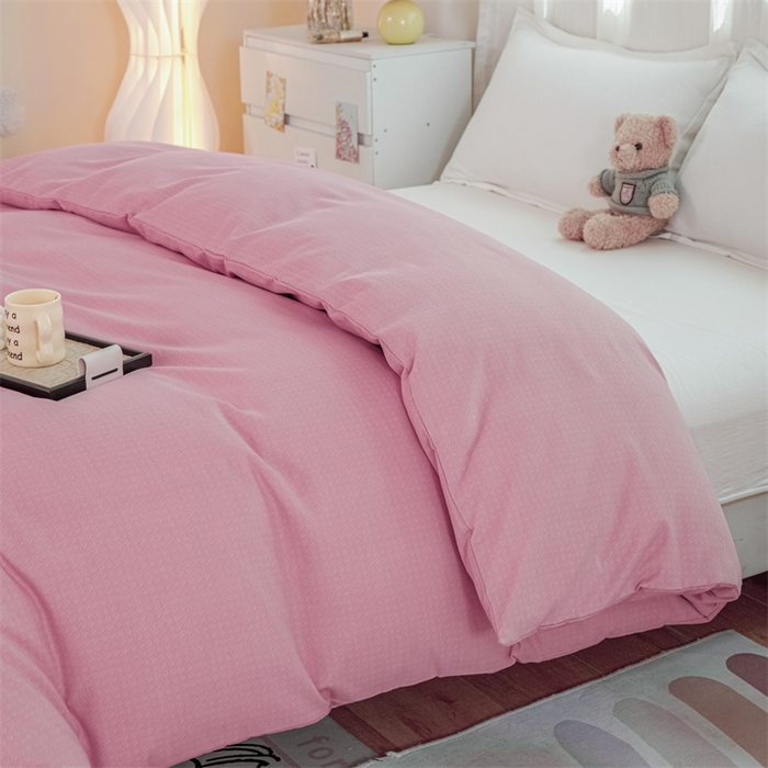 91家纺网 家纺一手货源 找家纺 宝时兰 2025新款加厚纯棉单被套生态磨毛全棉纯色双拼ab版被套单件 纯色-粉色