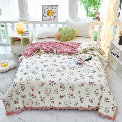 91家纺网 家纺一手货源 找家纺 全美家居 2025新款韩版花边豆豆被 小鹿