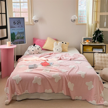 91家纺网 家纺一手货源 找家纺 （总）柚子YOUTH 2024新款毛球款云柔提花双面毯