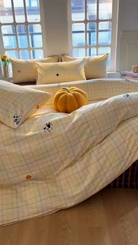 91家纺网 家纺一手货源 找家纺 千朵 2024新款全棉磨毛四件套 萌逗