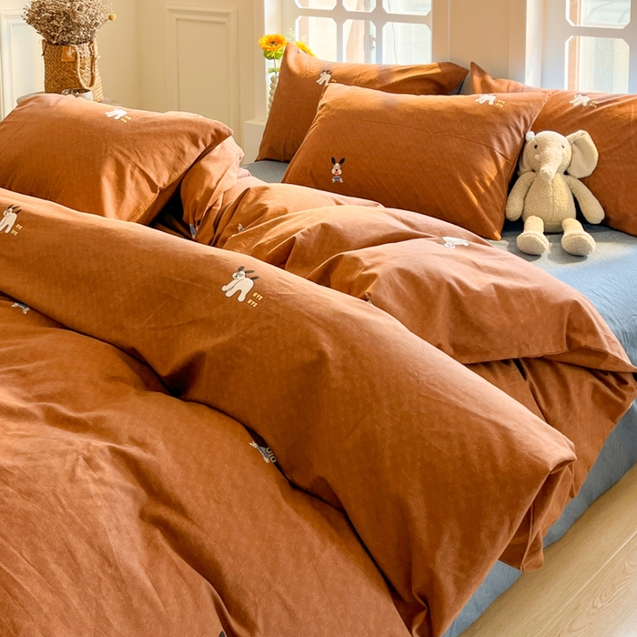 91家纺网 家纺一手货源 找家纺 千朵 2024新款全棉磨毛四件套 梵克