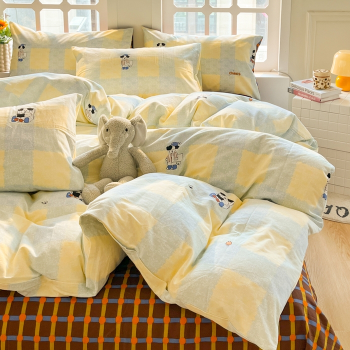 91家纺网 家纺一手货源 找家纺 千朵 2024新款全棉磨毛四件套 萌琪琪