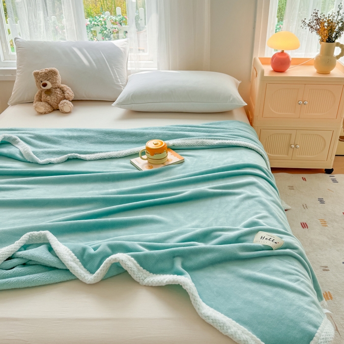 91家纺网 家纺一手货源 找家纺 侨鑫 2024新款高克重牛奶绒纯色毛毯 抹茶绿