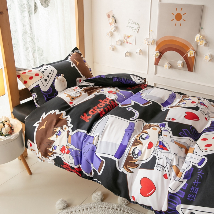 91家纺网 家纺一手货源 找家纺 乐居坊 2024新款亲肤棉美棉芦荟棉四件套学生宿舍床（8月）  黑羽快斗