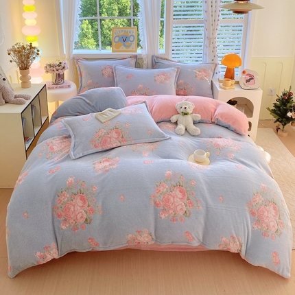 91家纺网 家纺一手货源 找家纺 （总）佰亿莱 2025新款5D雕花雪花绒四件套