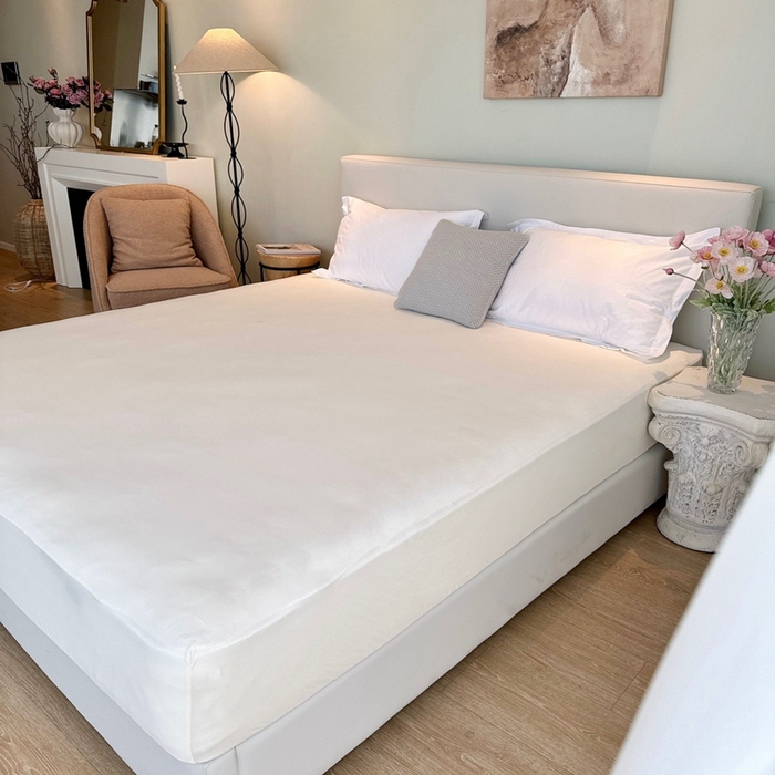 91家纺网 家纺一手货源 找家纺 兜米家居 2024新款云柔针织棉单床笠 米白色