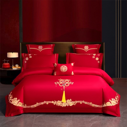 91家纺网 家纺一手货源 找家纺 总 2025款全棉长绒棉婚庆四件套多件套【控价销售最低不低于288元】